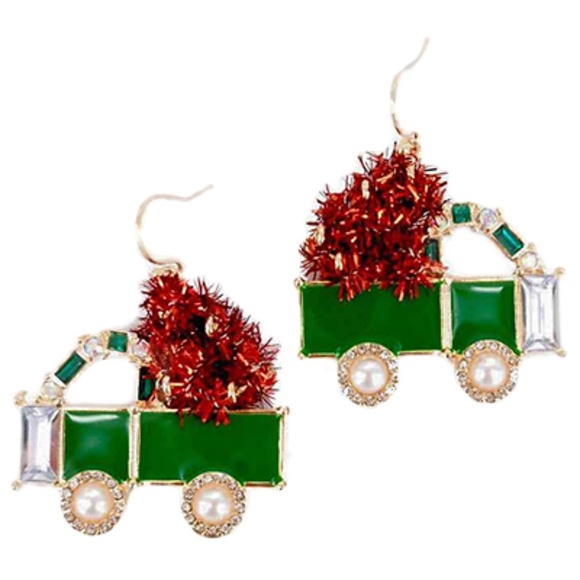 Christmas Wagon Earrings - Picture 2 of 2